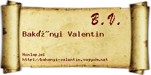 Bakányi Valentin névjegykártya